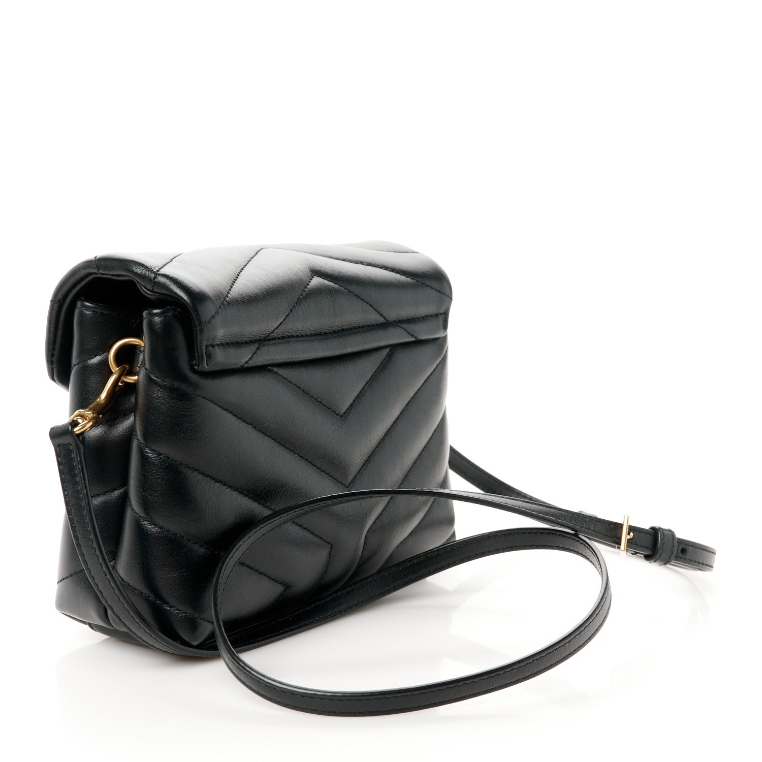 Saint Laurent Calfskin Y Quilted Monogram Toy Loulou Crossbody Bag Black 3 of 12