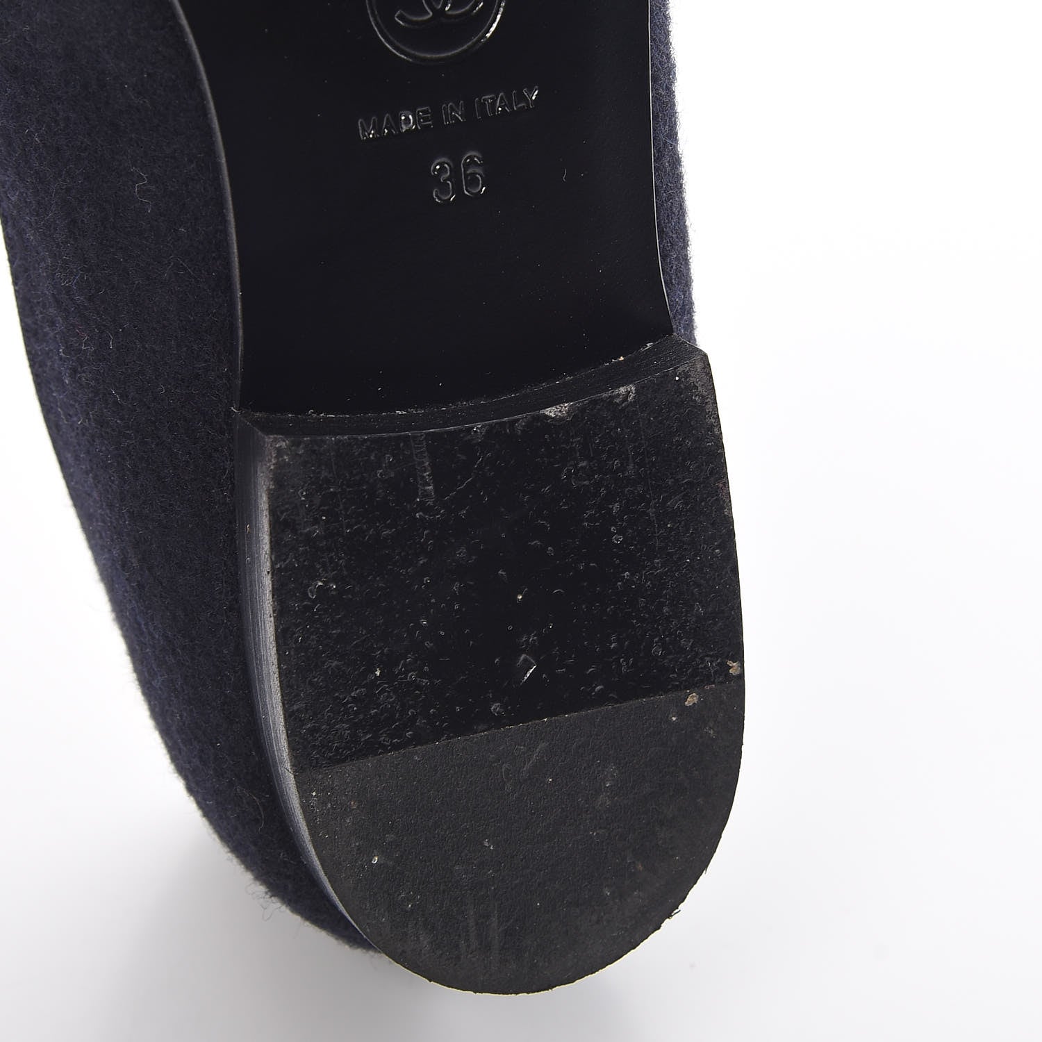 Chanel Felt Suede Cap Toe CC Ballerina Flats 36 Blue Red 11 of 15