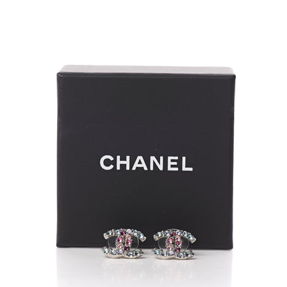 Chanel Crystal CC Earrings Silver Multicolor 5 of 5