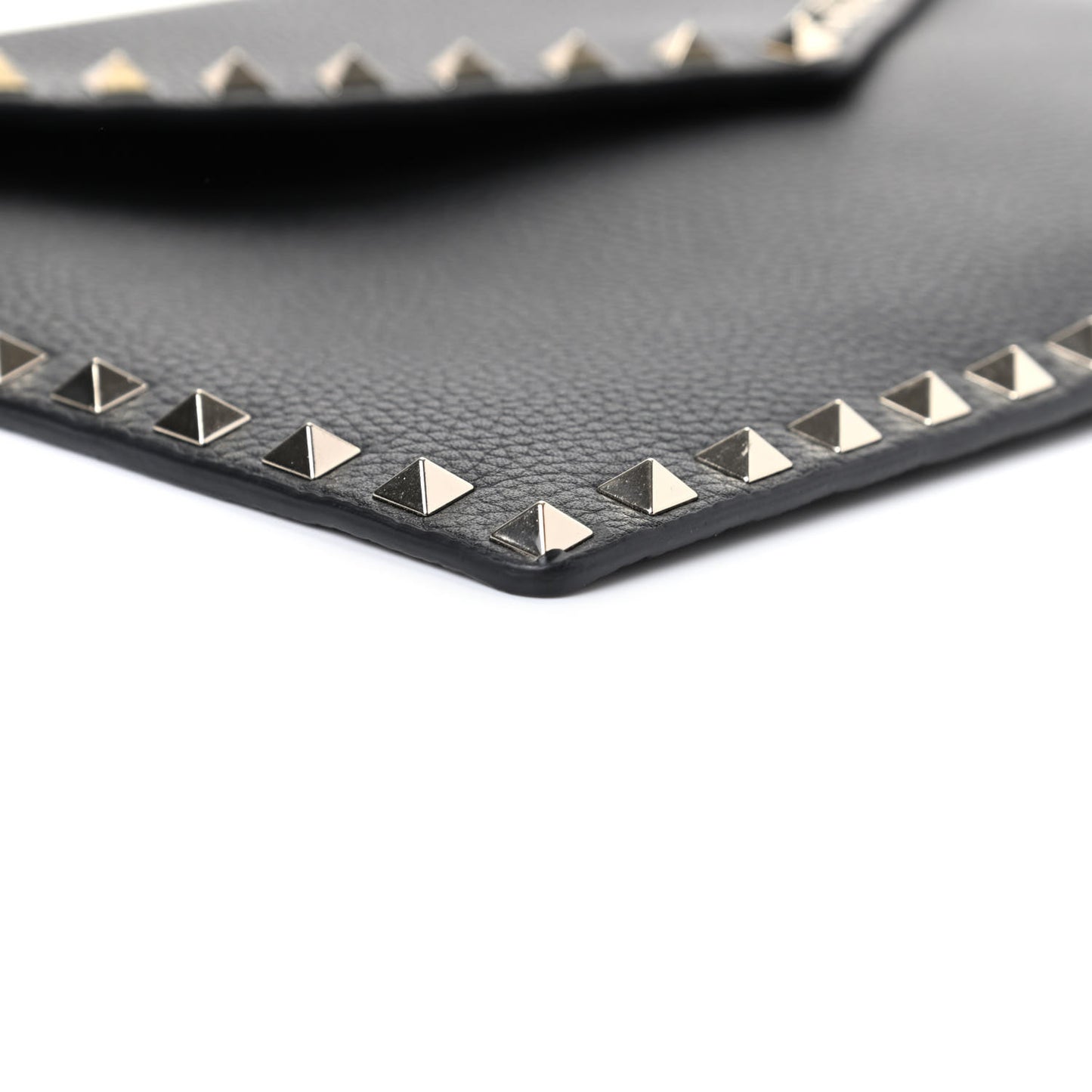 Pebbled Calfskin Large Rockstud Envelope Clutch Black