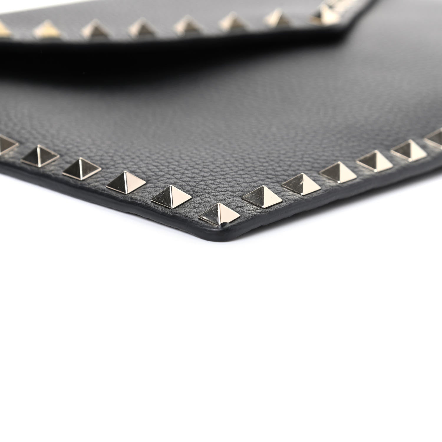Valentino Garavani Pebbled Calfskin Large Rockstud Envelope Clutch Black 7 of 8