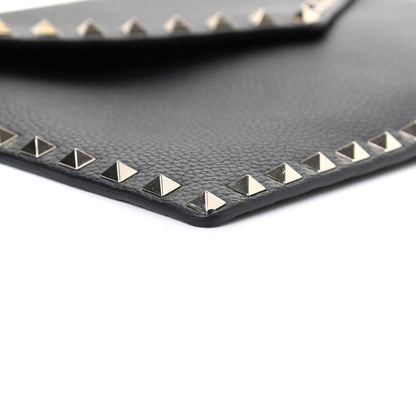 Valentino Garavani Pebbled Calfskin Large Rockstud Envelope Clutch Black 7 of 8