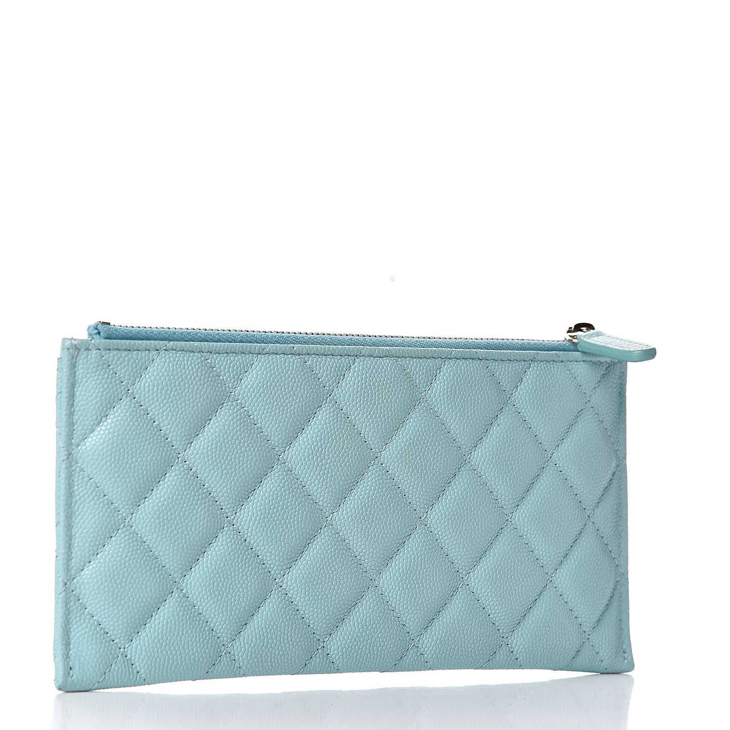 Caviar Quilted Classic Zip Pouch Light Blue