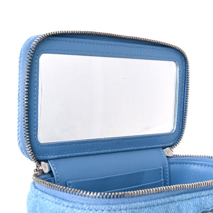 Chanel Denim Quilted Sweetheart Small Vanity Case With Chain Blue 11 of 11