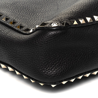 Valentino Garavani Pebbled Calfskin Large Rockstud Flip-Lock Messenger Bag Black 8 of 9
