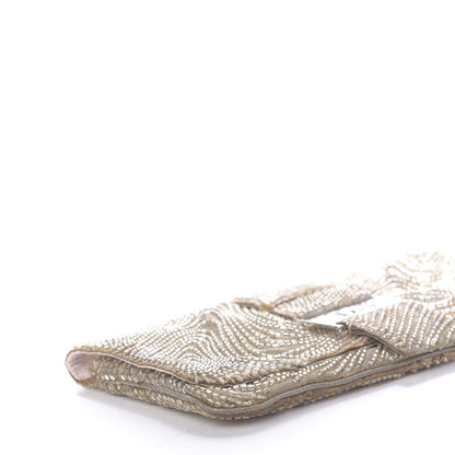 Christian Dior Beaded Fabric Flap Clutch Beige 6 of 10
