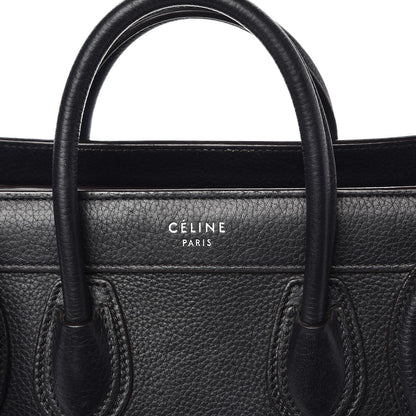 Celine Drummed Calfskin Nano Luggage Black 9 of 16