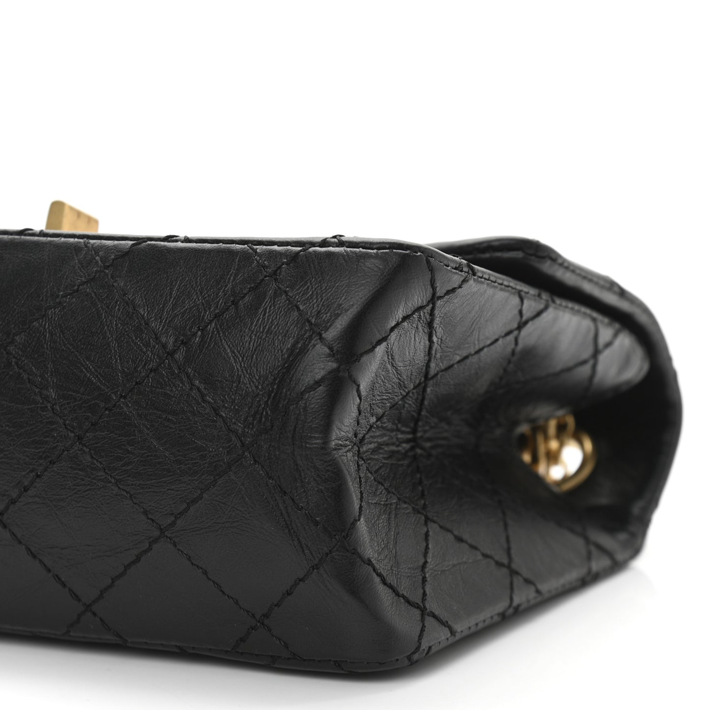 Aged Calfskin Quilted 2.55 Reissue Mini Flap Black