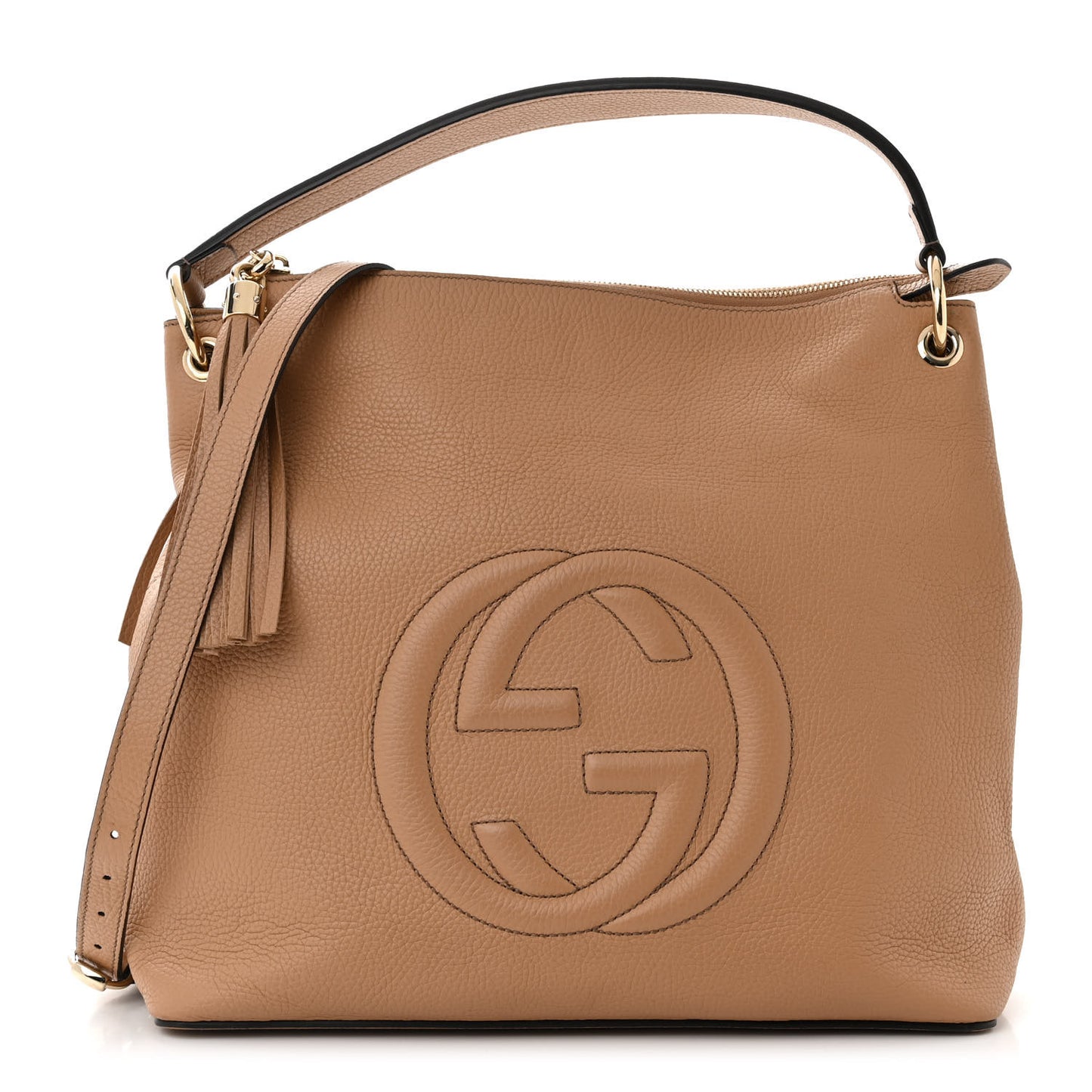 Pebbled Calfskin Large Soho Hobo Camelia