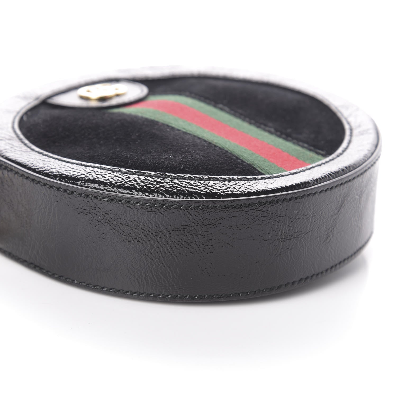 Gucci Suede Patent Web Mini Ophidia Round Shoulder Bag Black 8 of 9