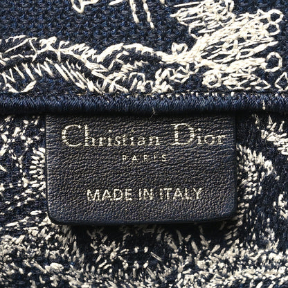 Christian Dior Canvas Embroidered Medium Toile De Jouy Reverse Book Tote Blue 6 of 13