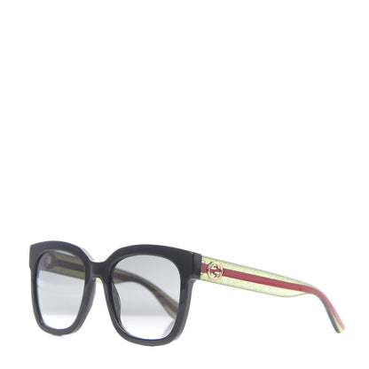 Gucci Square Frame Glitter Sunglasses GG0034S Black Green 1 of 8
