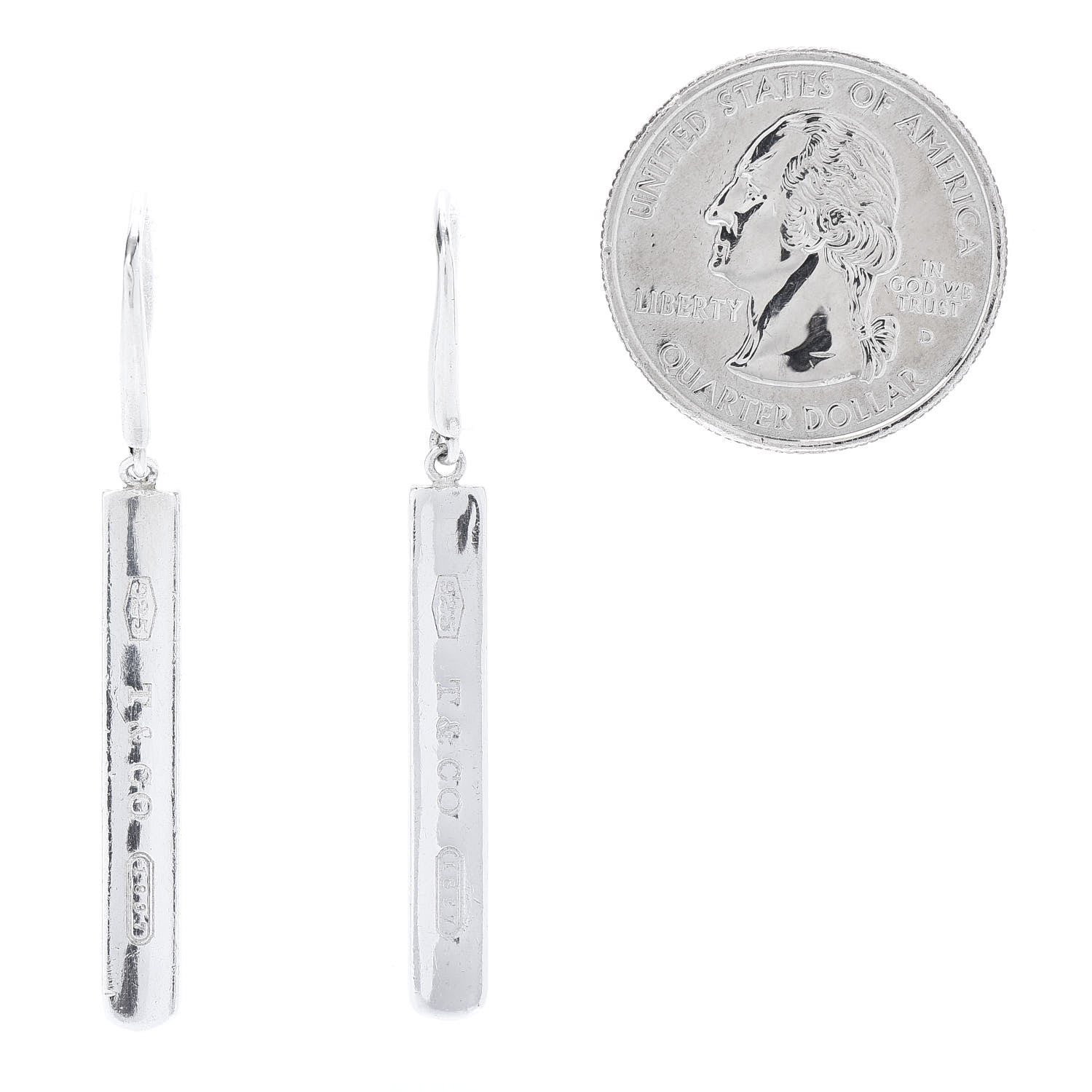 Tiffany Sterling Silver 1837 Bar Drop Earrings 2 of 5