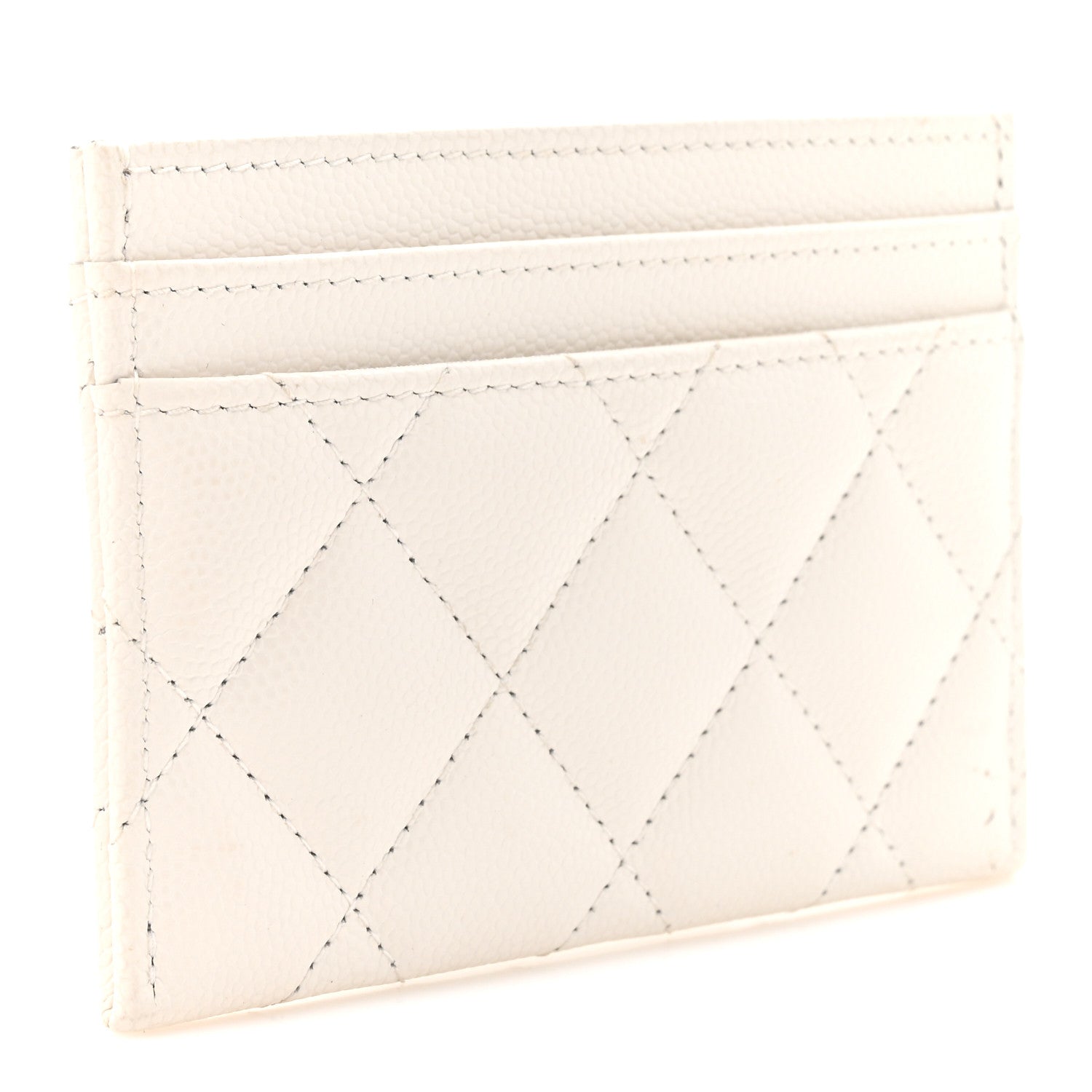 Chanel Caviar Quilted Crystal Card Holder White 3 of 9