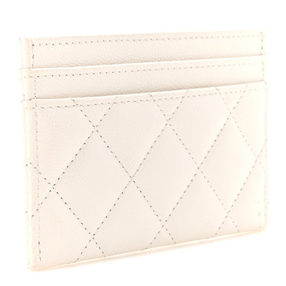 Chanel Caviar Quilted Crystal Card Holder White 3 of 9