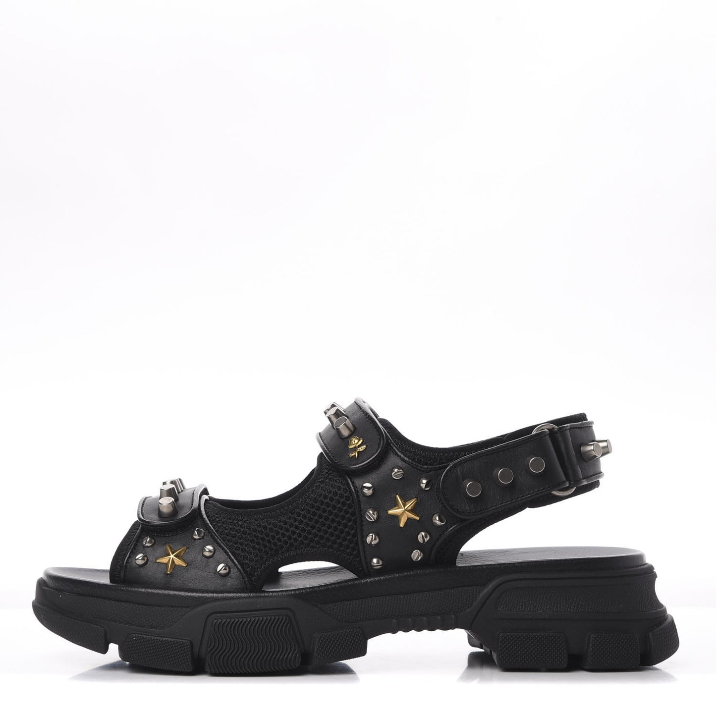 Nappa Mesh Studded Mens Aguru Sandals 11 Black
