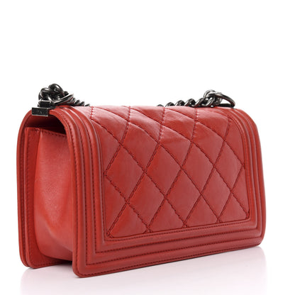 Chanel Calfskin Quilted Double Stitch Medium Boy Flap Red 3 of 12