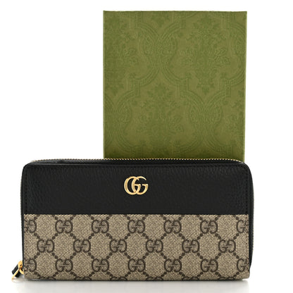 Gucci Dollar Calfskin GG Supreme Monogram GG Marmont Zip Around Wallet Black Beige Ebony 12 of 12