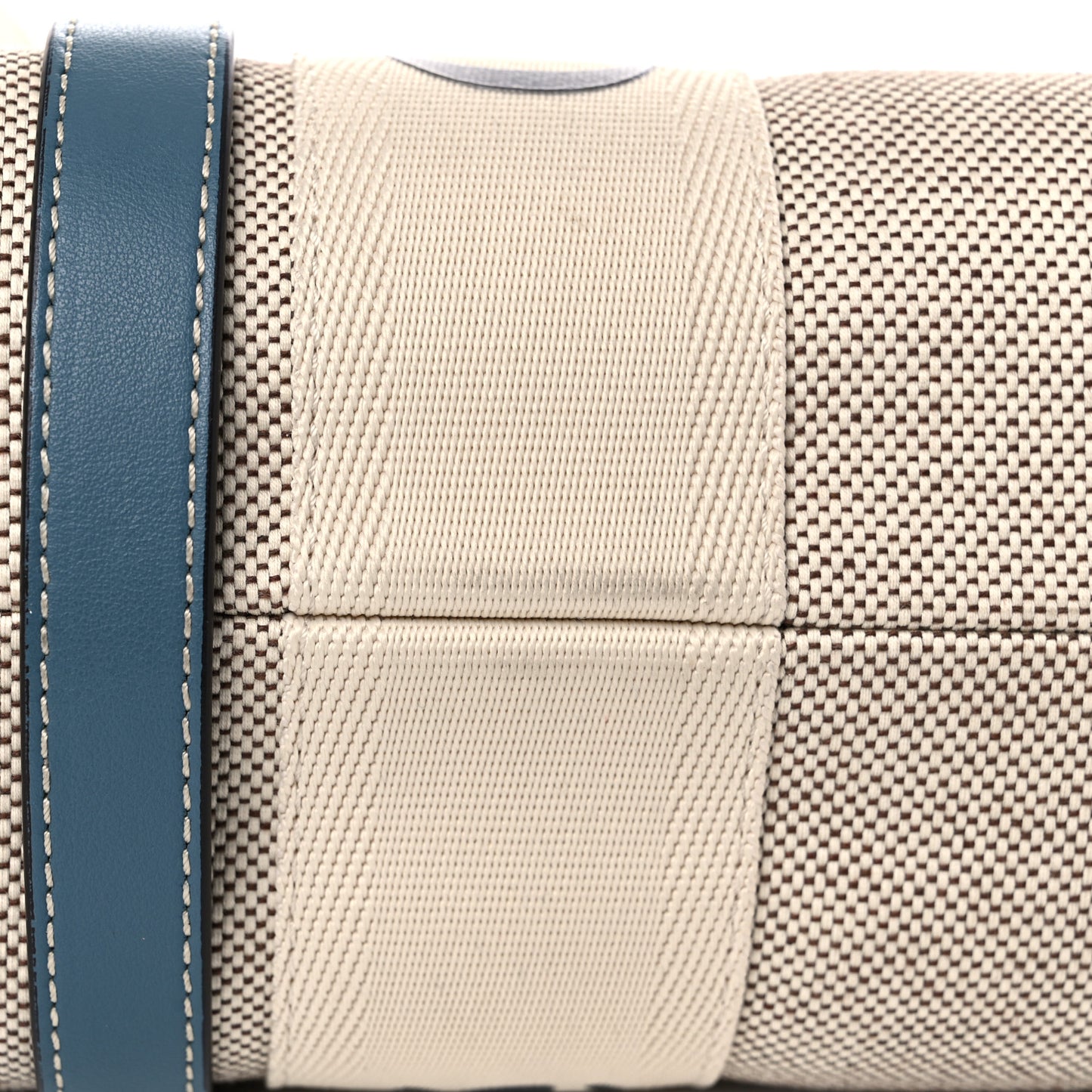Cotton Calfskin Medium Woody Ribbon Tote White Blue