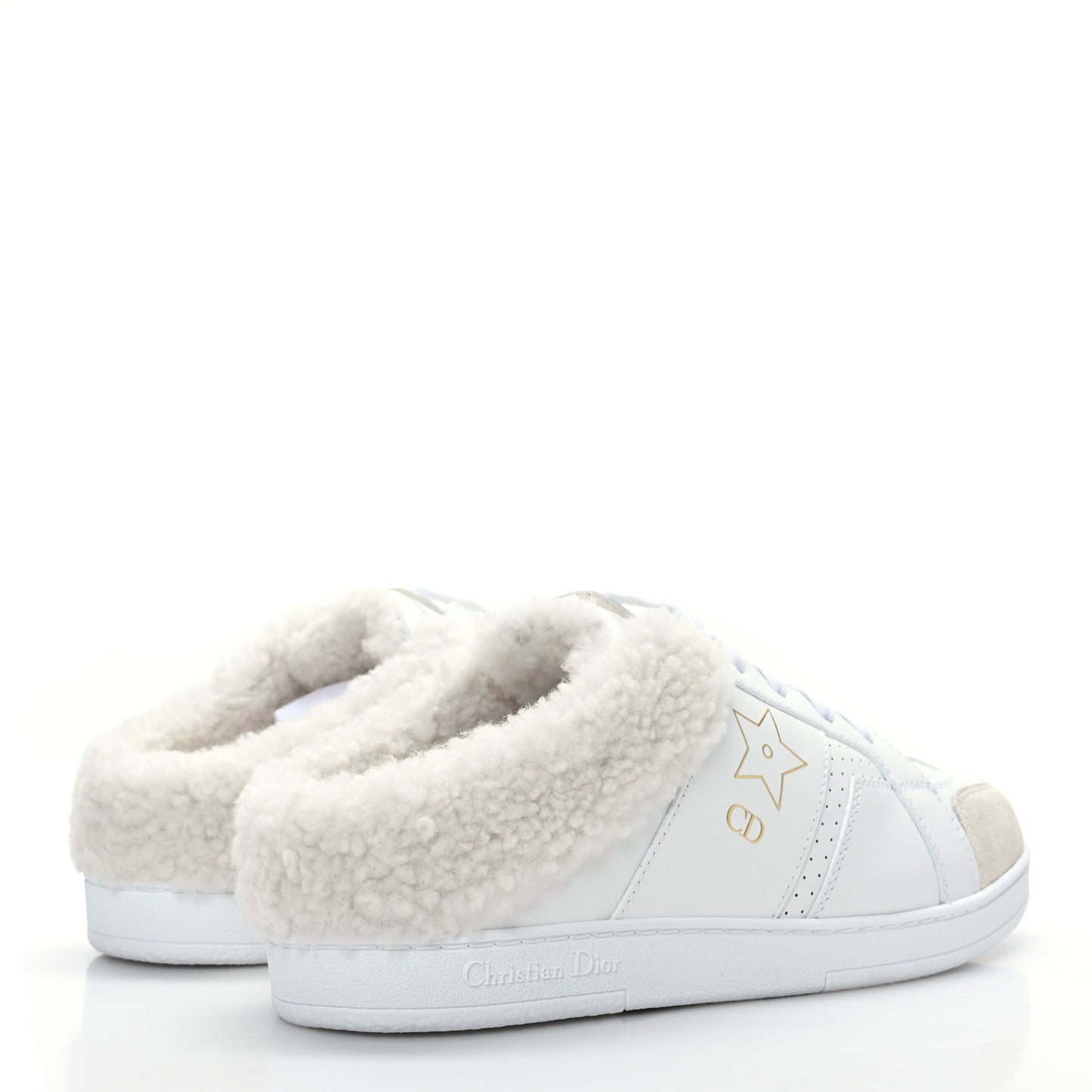 Calfskin Sherpa Womens Walk'n' Dior Star Sneakers 35 White Gold