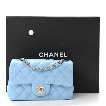 Chanel Lambskin Quilted Mini Rectangular Flap Light Blue 10 of 10