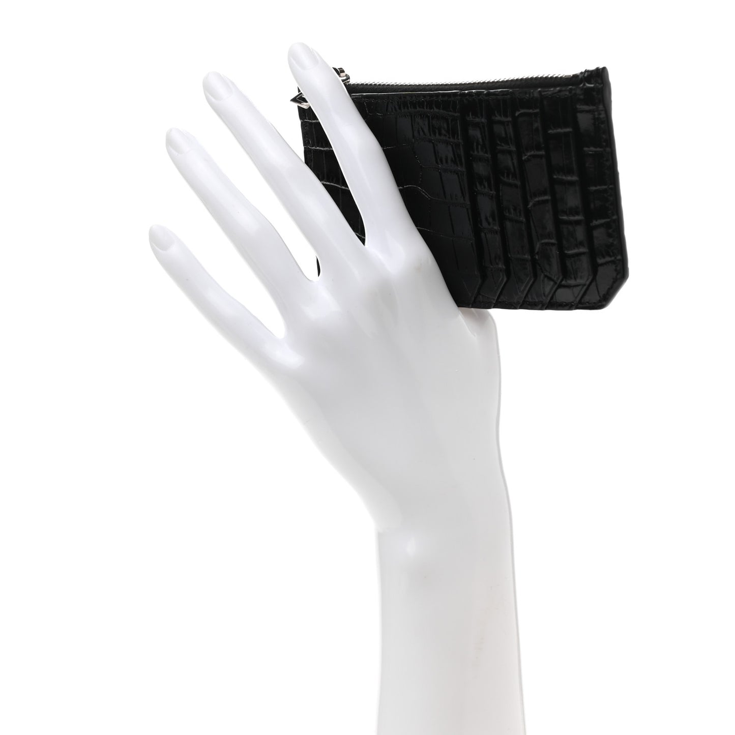 Calfskin Crocodile Embossed 5 Fragments Zip Pouch Card Holder