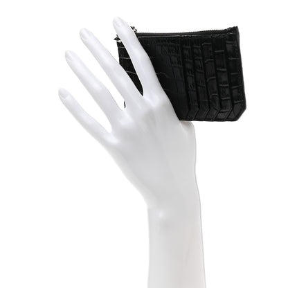 Saint Laurent Calfskin Crocodile Embossed 5 Fragments Zip Pouch Card Holder 2 of 8