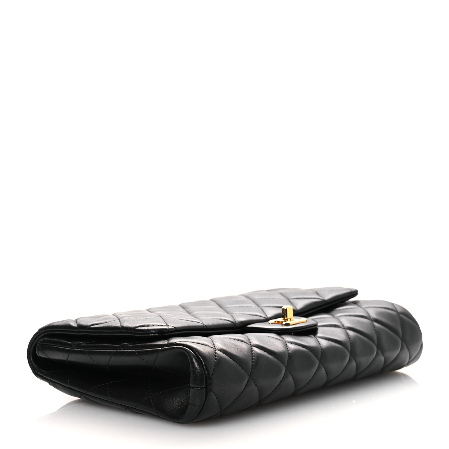 Lambskin Quilted Clutch with Chain Flap Black