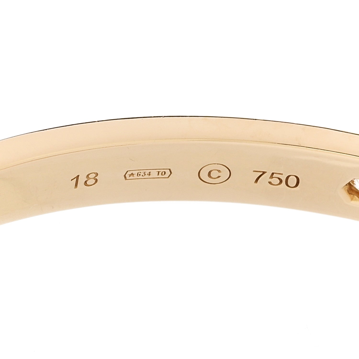 Cartier 18K Yellow Gold 1 Diamond LOVE Cuff Bracelet 18 4 of 4
