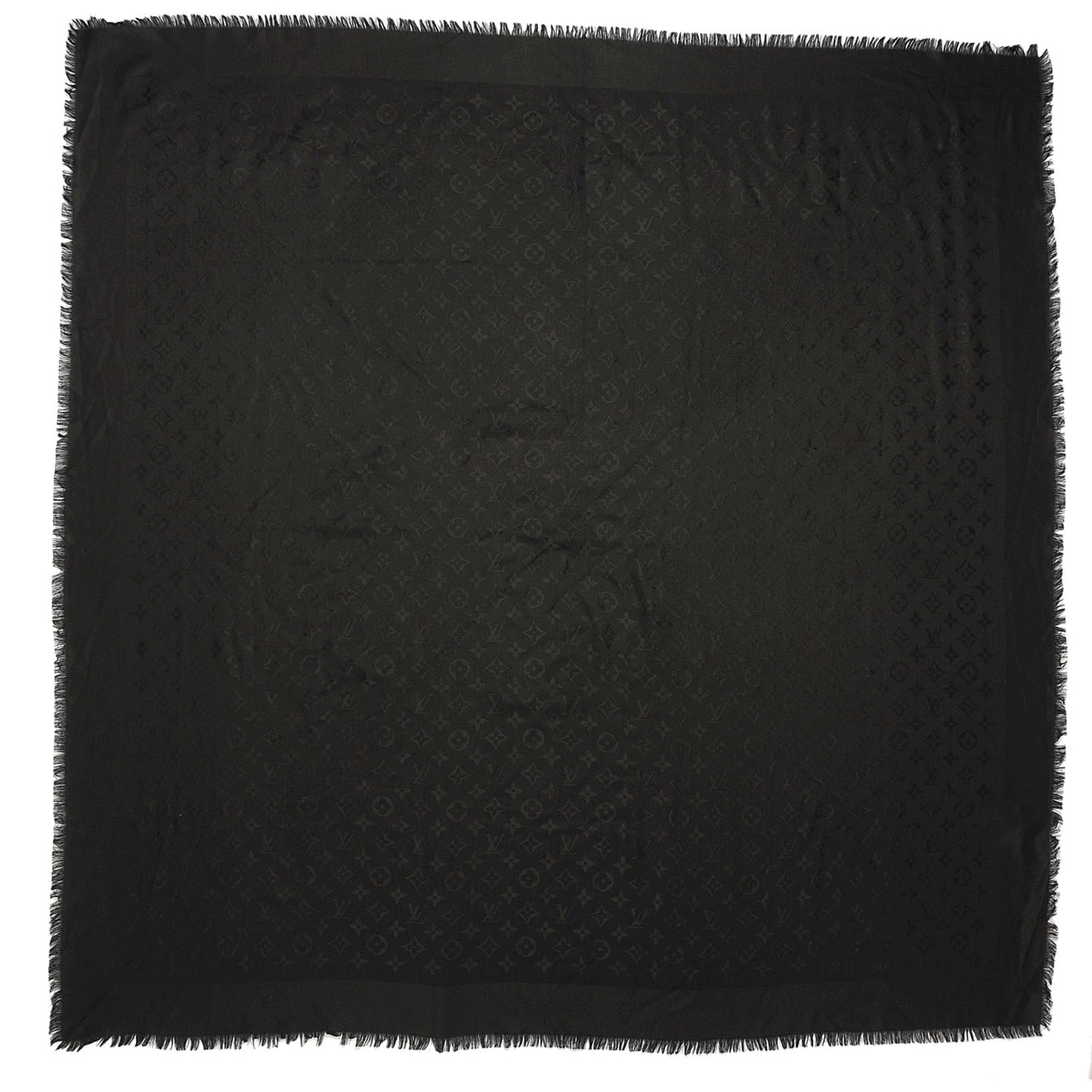 Silk Wool Monogram Shawl Black