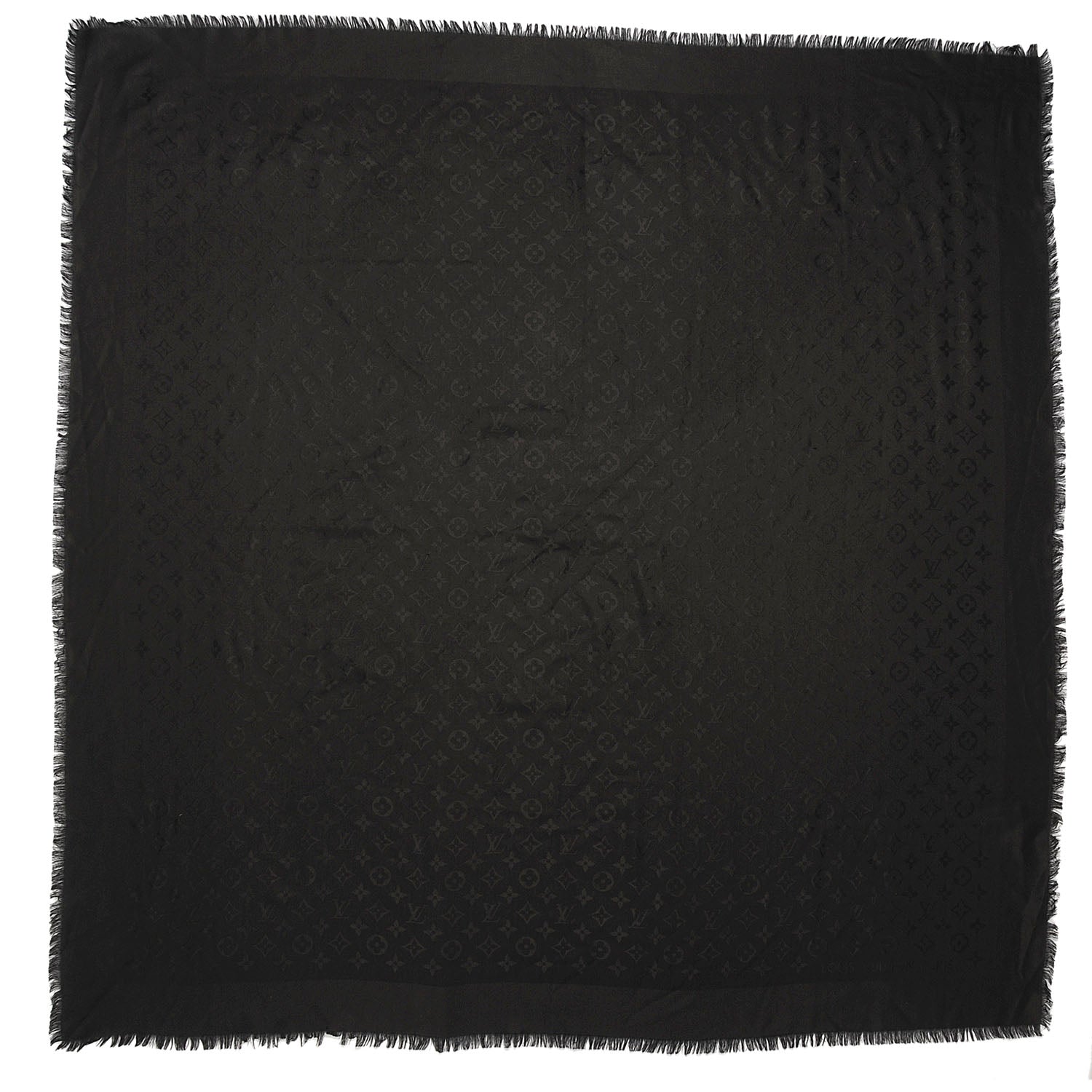 Louis Vuitton Silk Wool Monogram Shawl Black 3 of 5