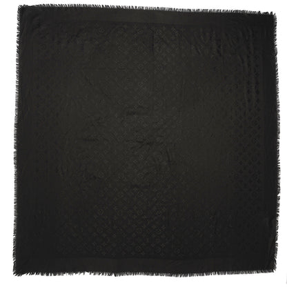 Louis Vuitton Silk Wool Monogram Shawl Black 3 of 5