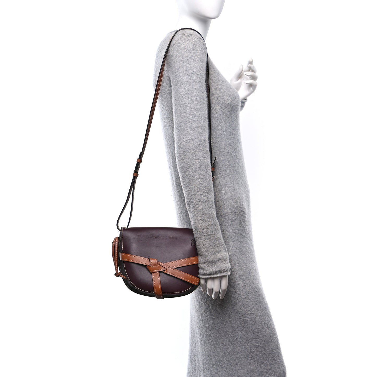 Calfskin Small Gate Crossbody Bag Oxblood Tan Taupe