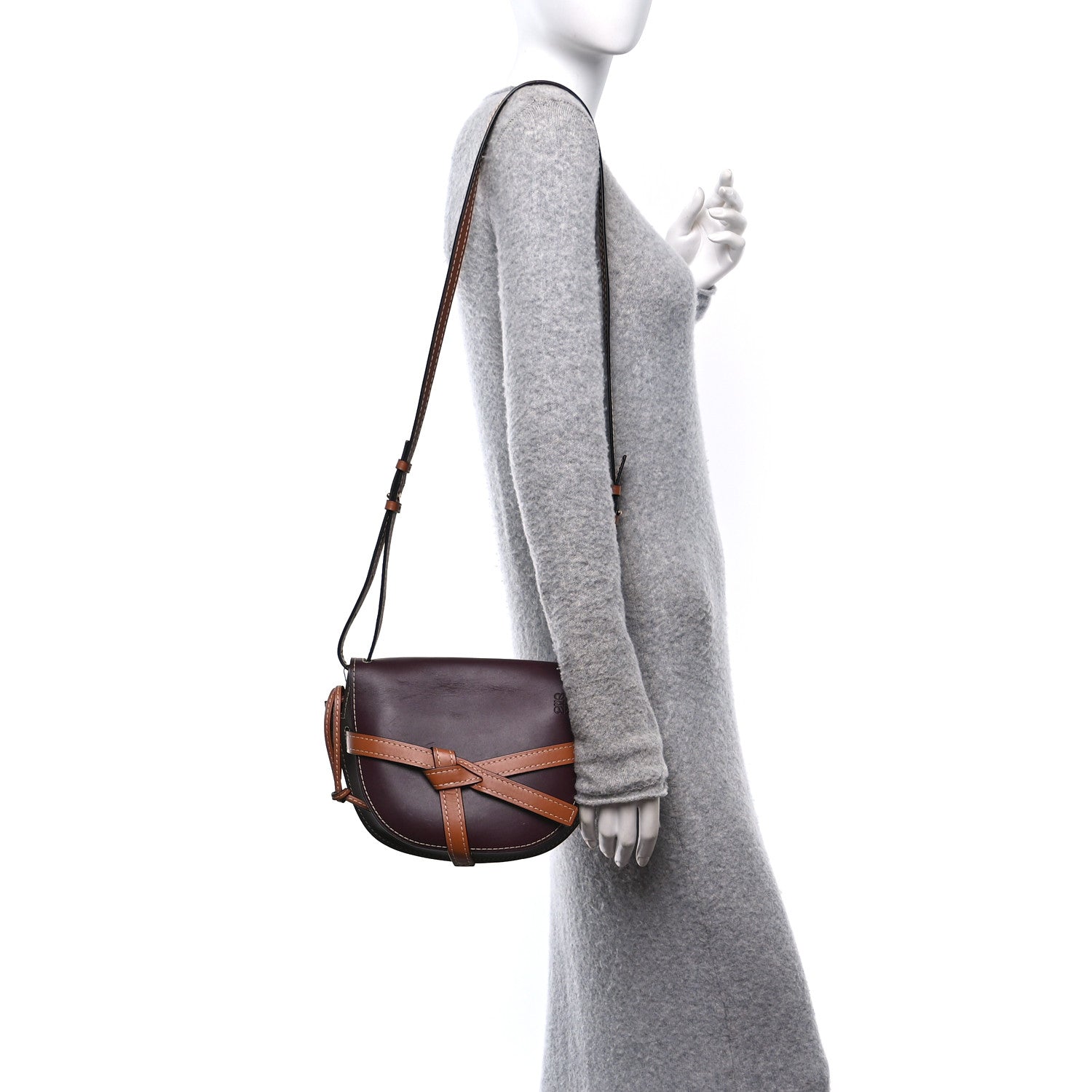 Loewe Calfskin Small Gate Crossbody Bag Oxblood Tan Taupe 2 of 9