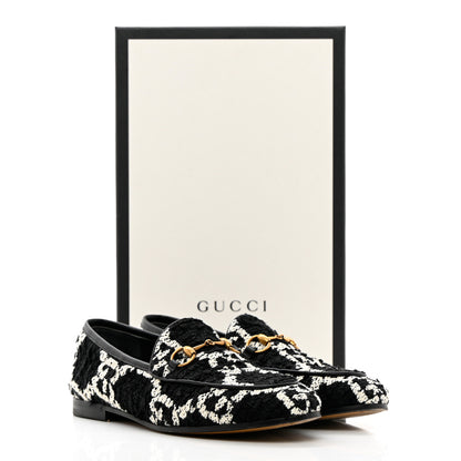 Gucci Tweed GG Monogram Horsebit Womens Jordaan Loafers 36.5 Black Natural 18 of 18
