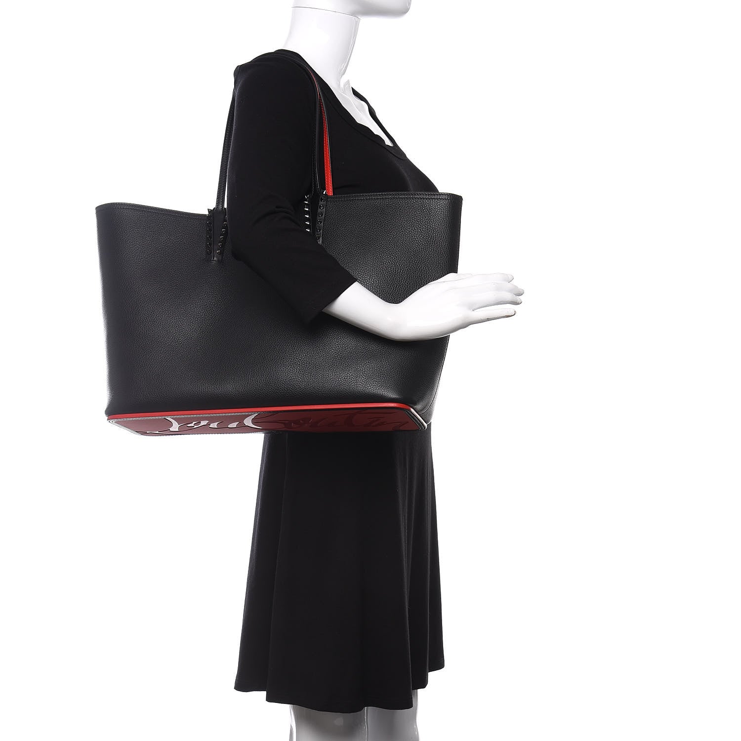 Christian Louboutin Calfskin Spikes East West Cabata Tote Black 2 of 10