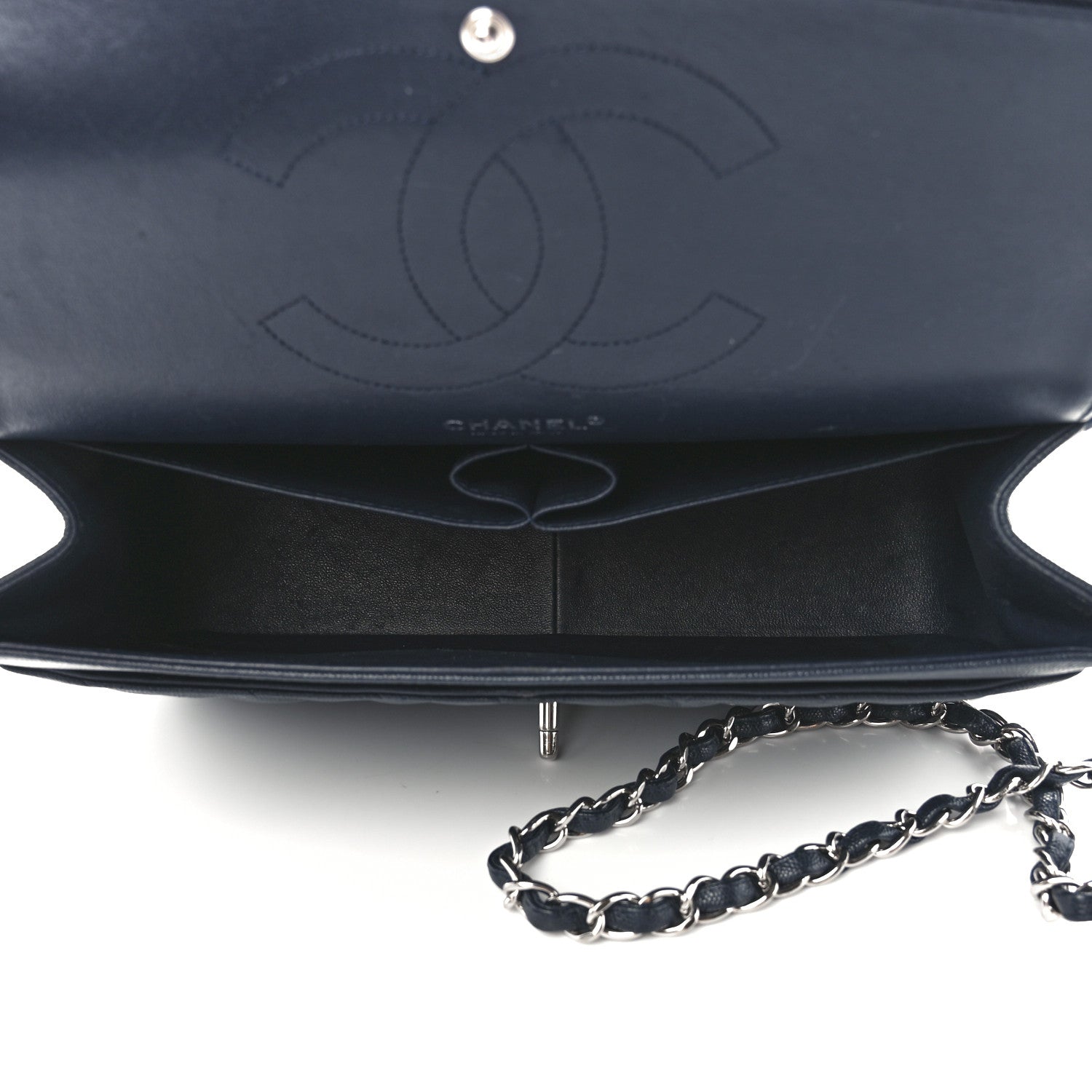 Chanel Caviar Quilted Jumbo Double Flap Navy Blue 5 of 12