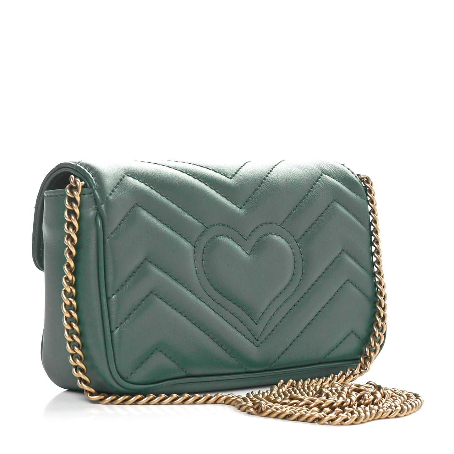 Calfskin Matelasse Super Mini GG Marmont Shoulder Bag Emerald Green