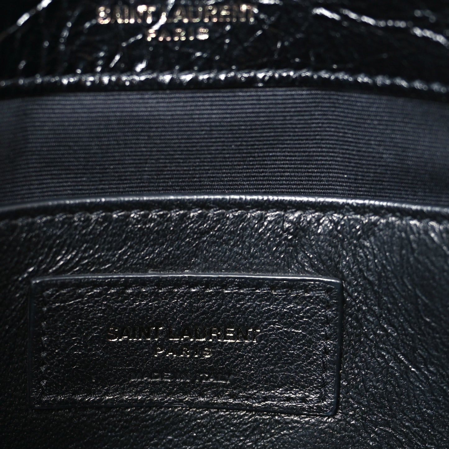 Crinkled Calfskin Matelasse Monogram Baby Niki Chain Satchel Black