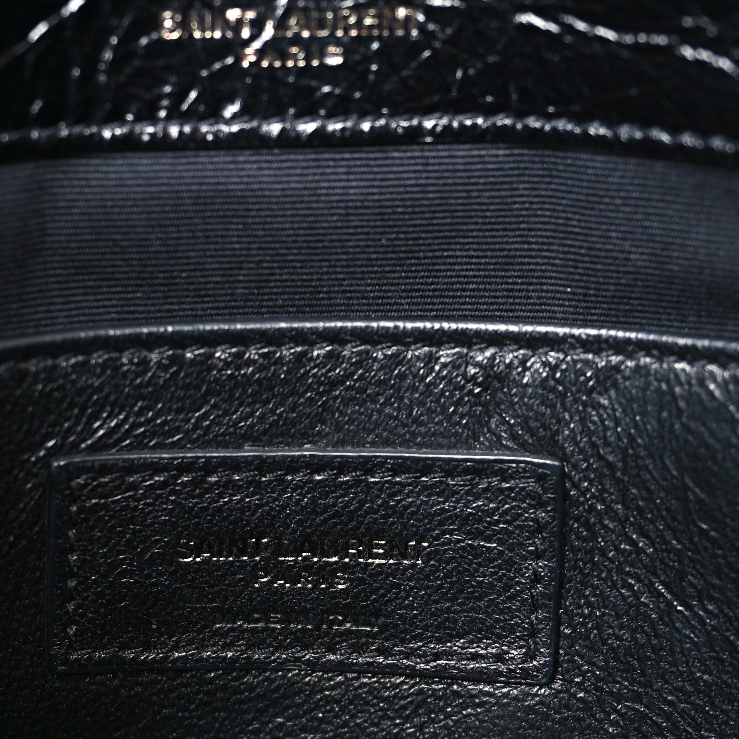 Saint Laurent Crinkled Calfskin Matelasse Monogram Baby Niki Chain Satchel Black 6 of 10