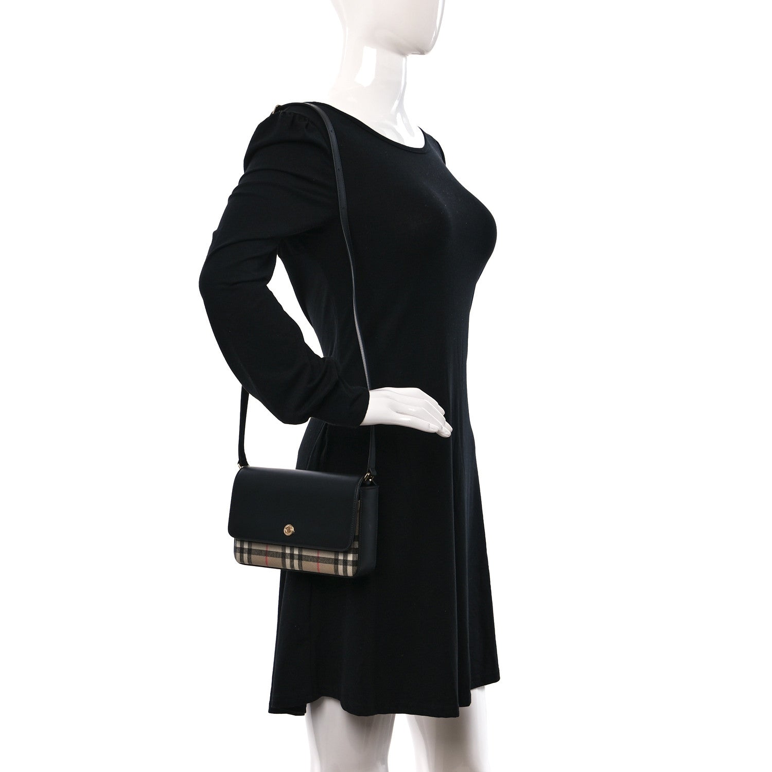 Burberry Calfskin Vintage Check New Hampshire Bag Black 2 of 8