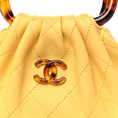 Chanel Lambskin Plexiglass Tortoise Shell Quilted Mini Pouch Yellow 9 of 11