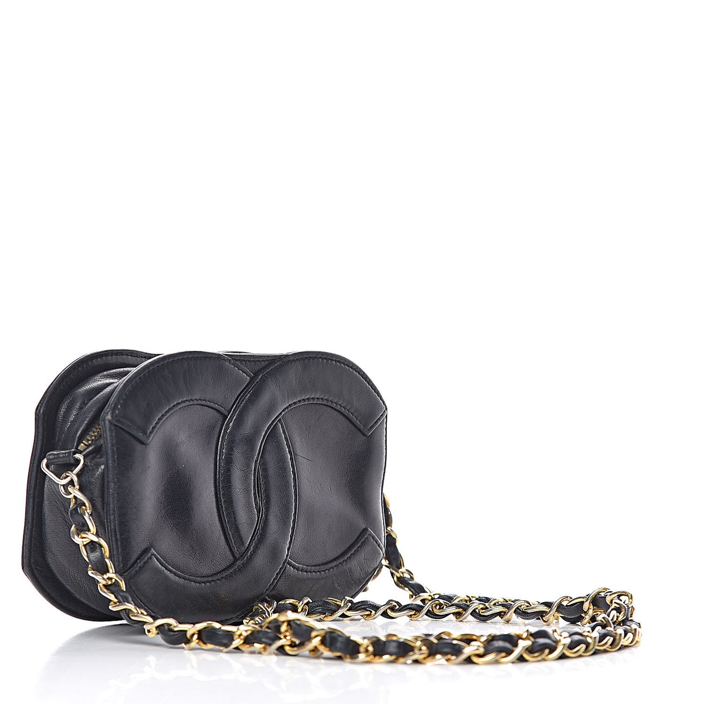 Lambskin Quilted CC Tassel Crossbody Black