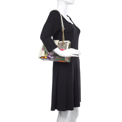 Gucci GG Supreme Monogram Flora Textured Calfskin Small Padlock Tote Beige Ebony Multicolor Mystic White 2 of 10