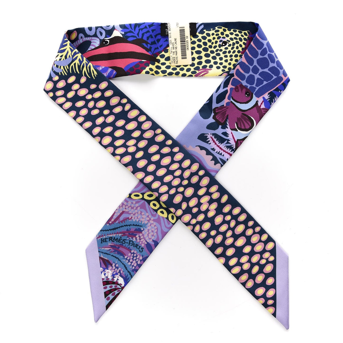 Silk Under The Waves Twilly Mauve Marine Jaune