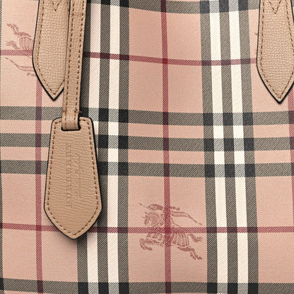 Burberry Grainy Calfskin Haymarket Check Medium Reversible Tote Camel 7 of 16