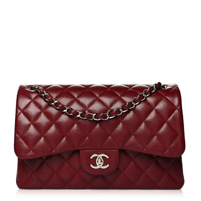 Chanel Caviar Quilted Jumbo Double Flap Dark Red 1 of 10