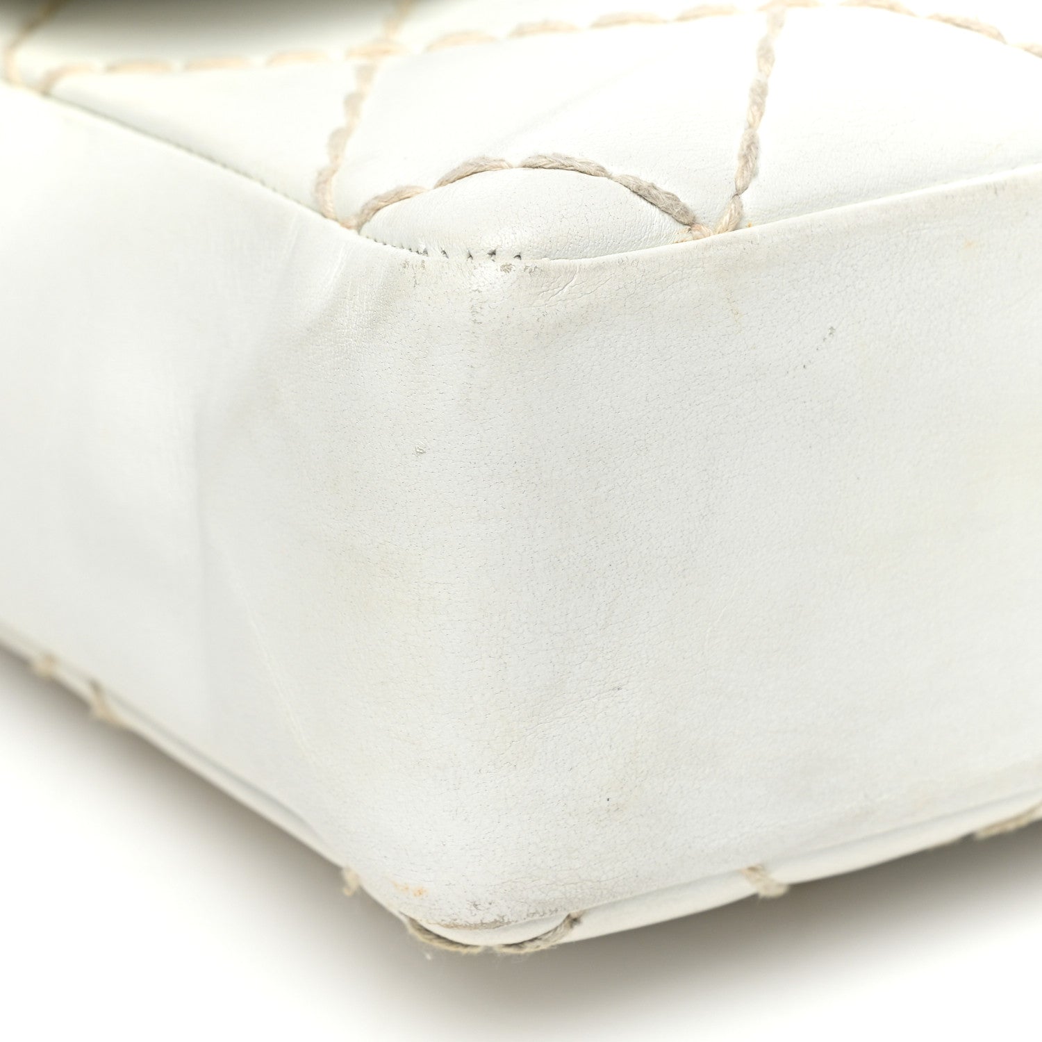 Chanel Calfskin Quilted Medium Wild Stitch Flap White 17 of 19