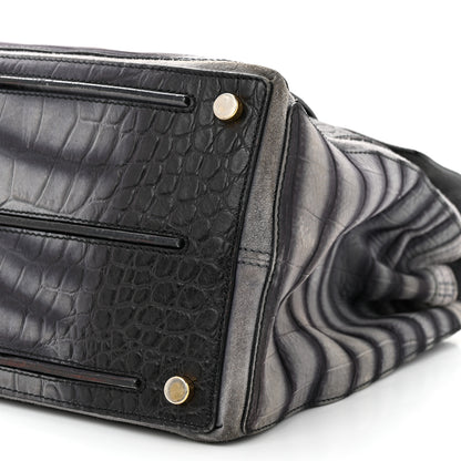 Saint Laurent Nubuck Calfskin Crocodile Embossed Large Muse Two Grey 10 of 12