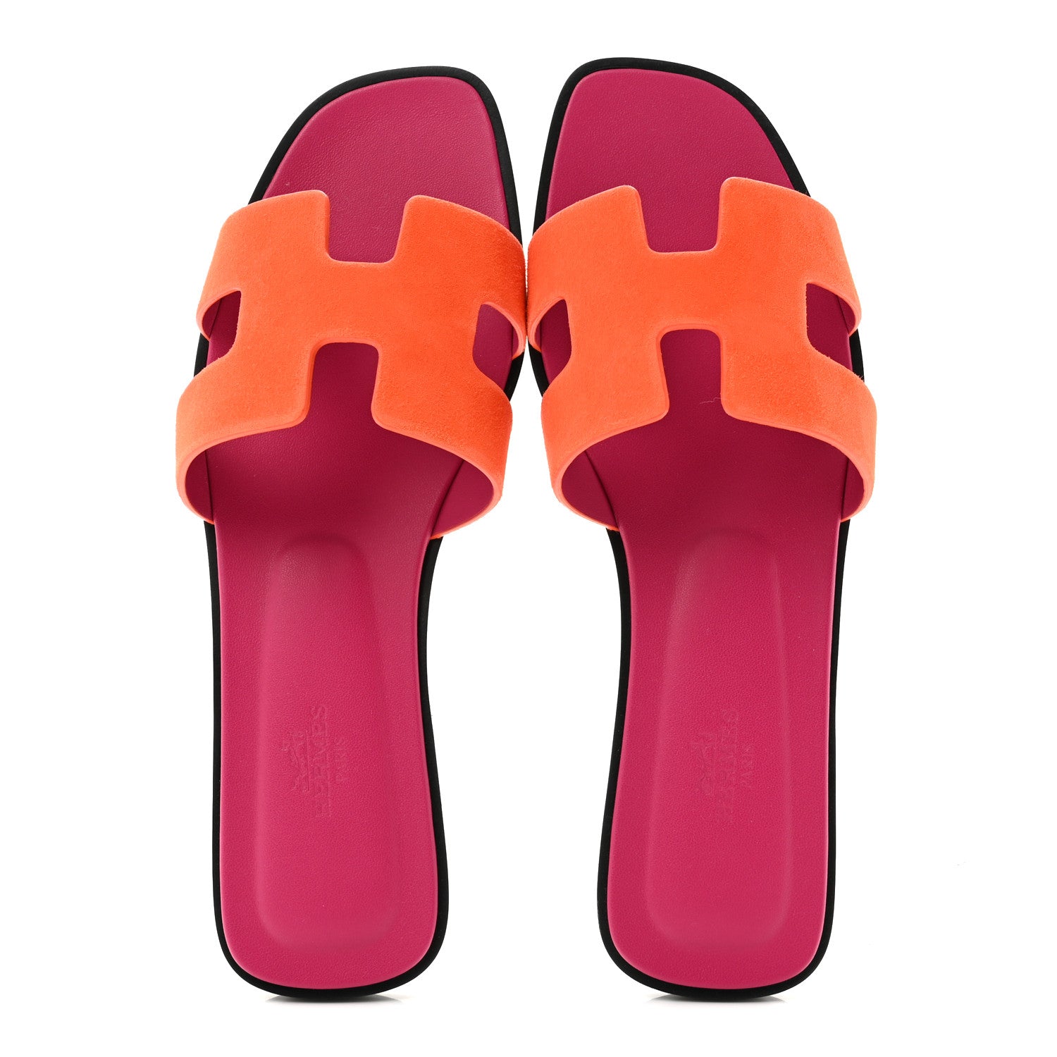 Hermes Suede Goatskin Oran Sandals 39 Orange Synthetique 2 of 10